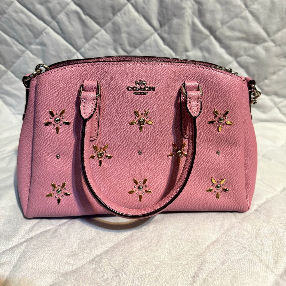 Coach Mini Sage Carryall Handbag – Tulip Pink Studded Leather